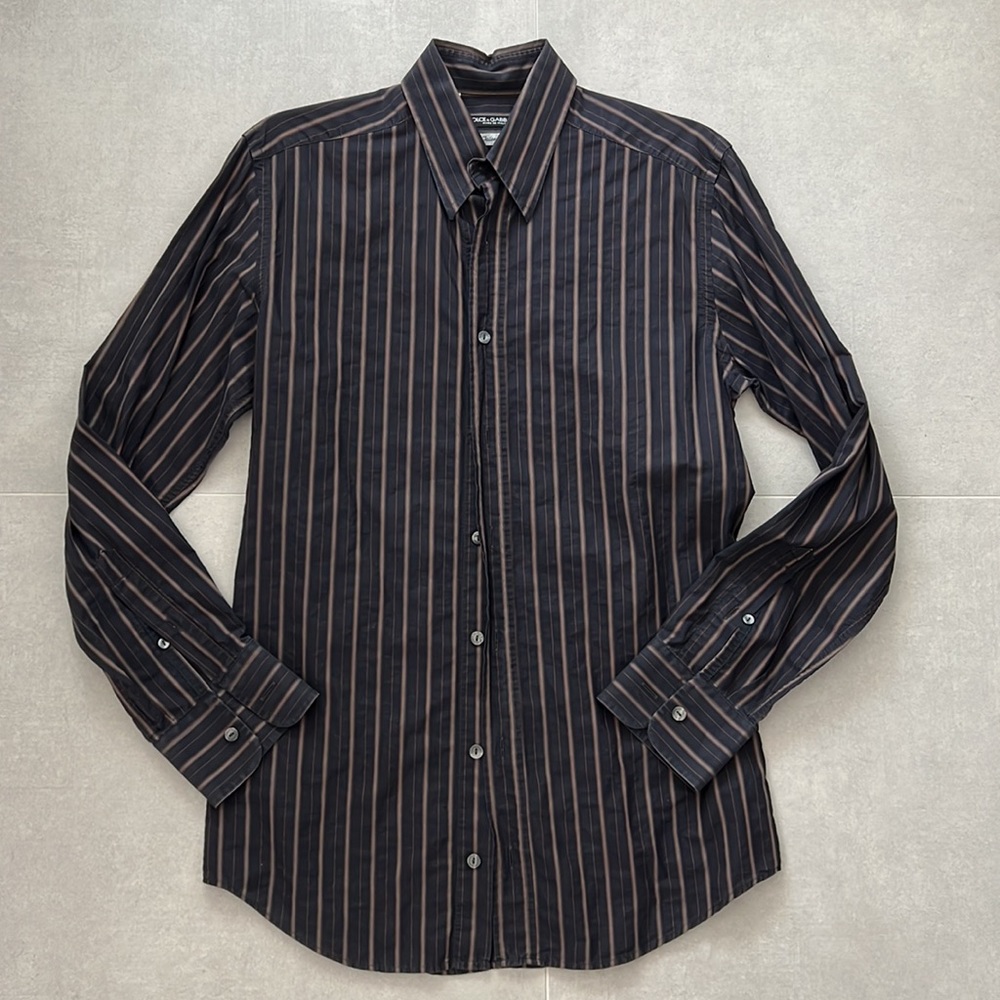 Dolce & Gabbana men tailored fit button down shirt neck 15 stripe print